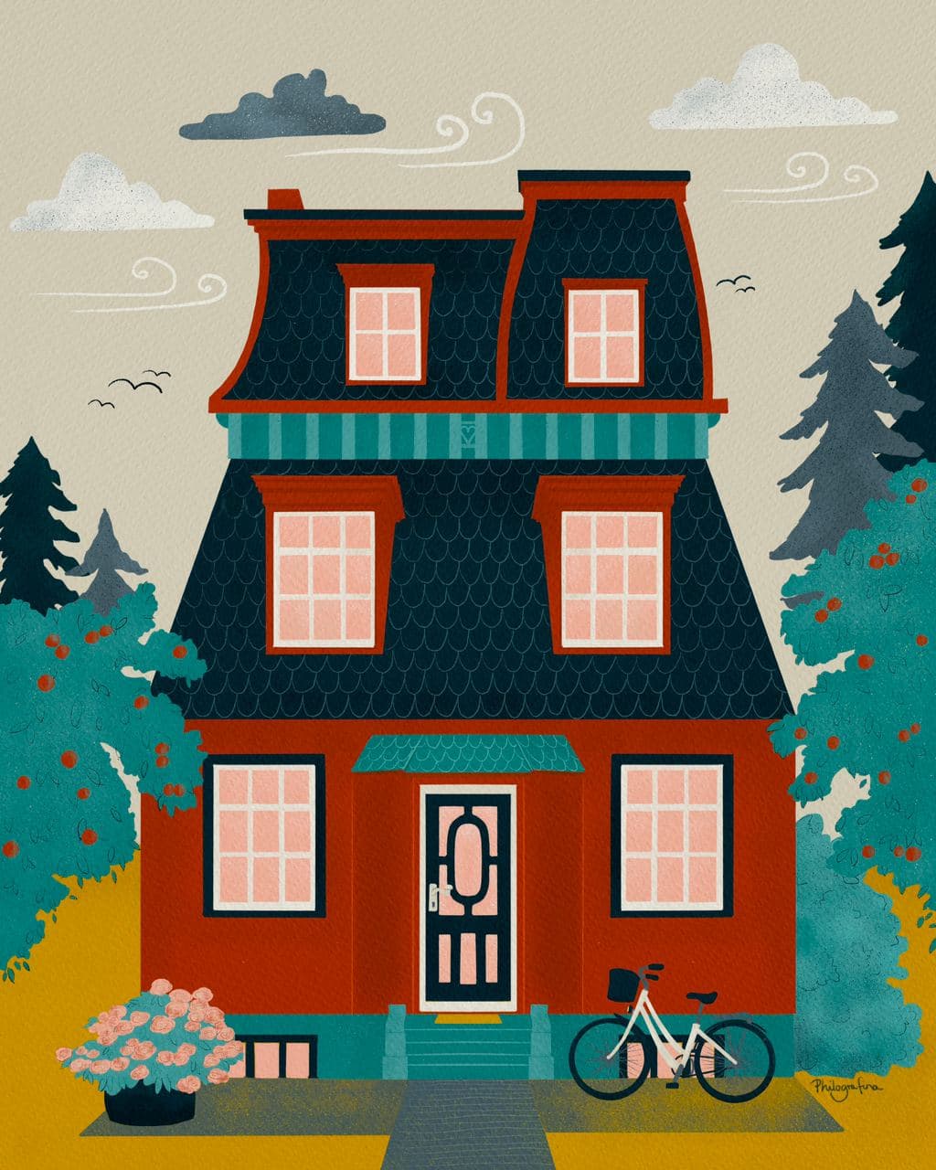 Philografina, Janina Steger, Illustration "Old House"