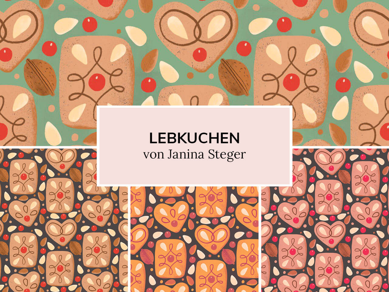 Philografina, Portfolio Surface Design, Muster "Lebkuchen" Kollektion