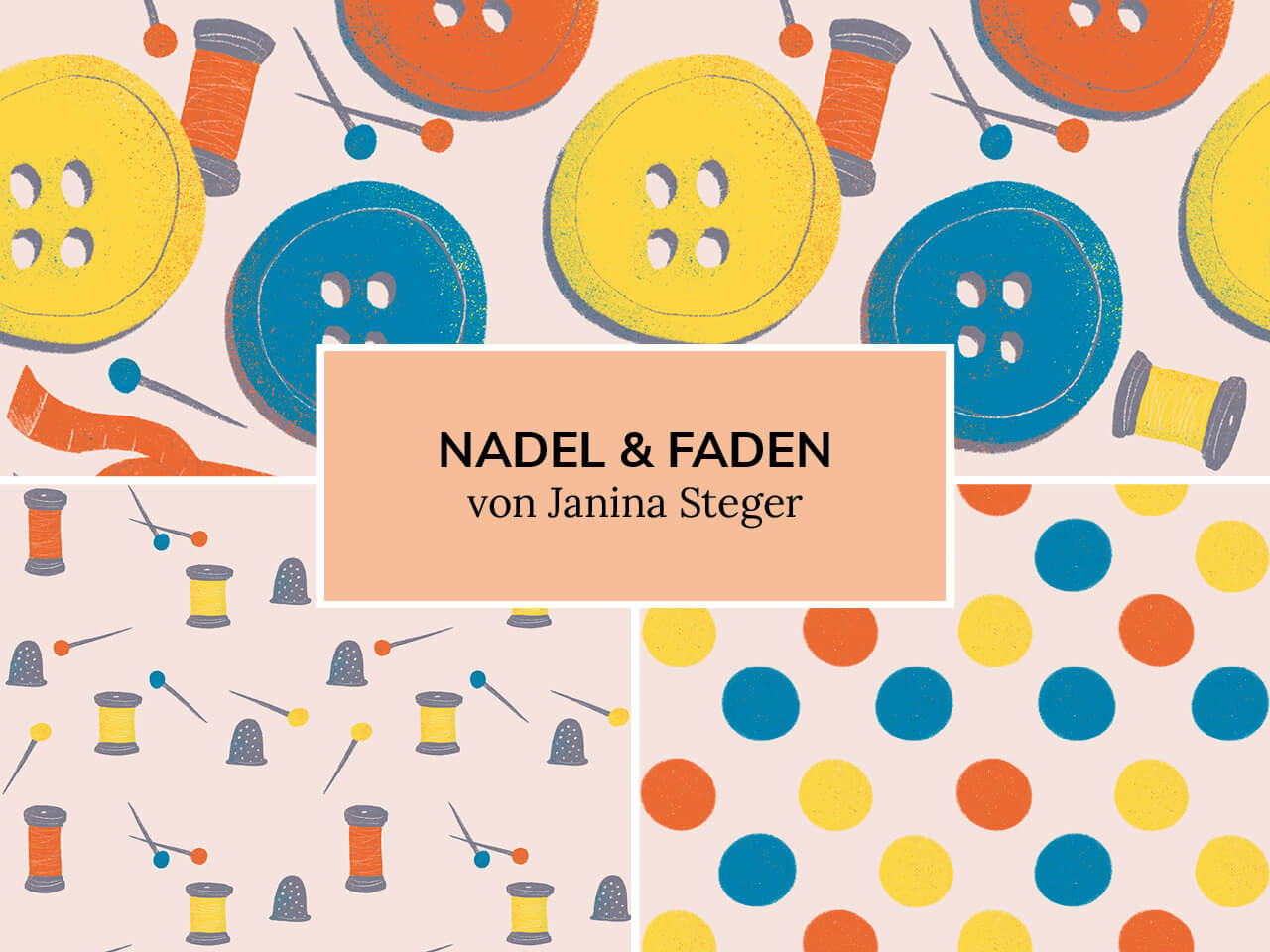 Philografina, Portfolio Surface Design, Muster "Nadel und Faden" Kollektion